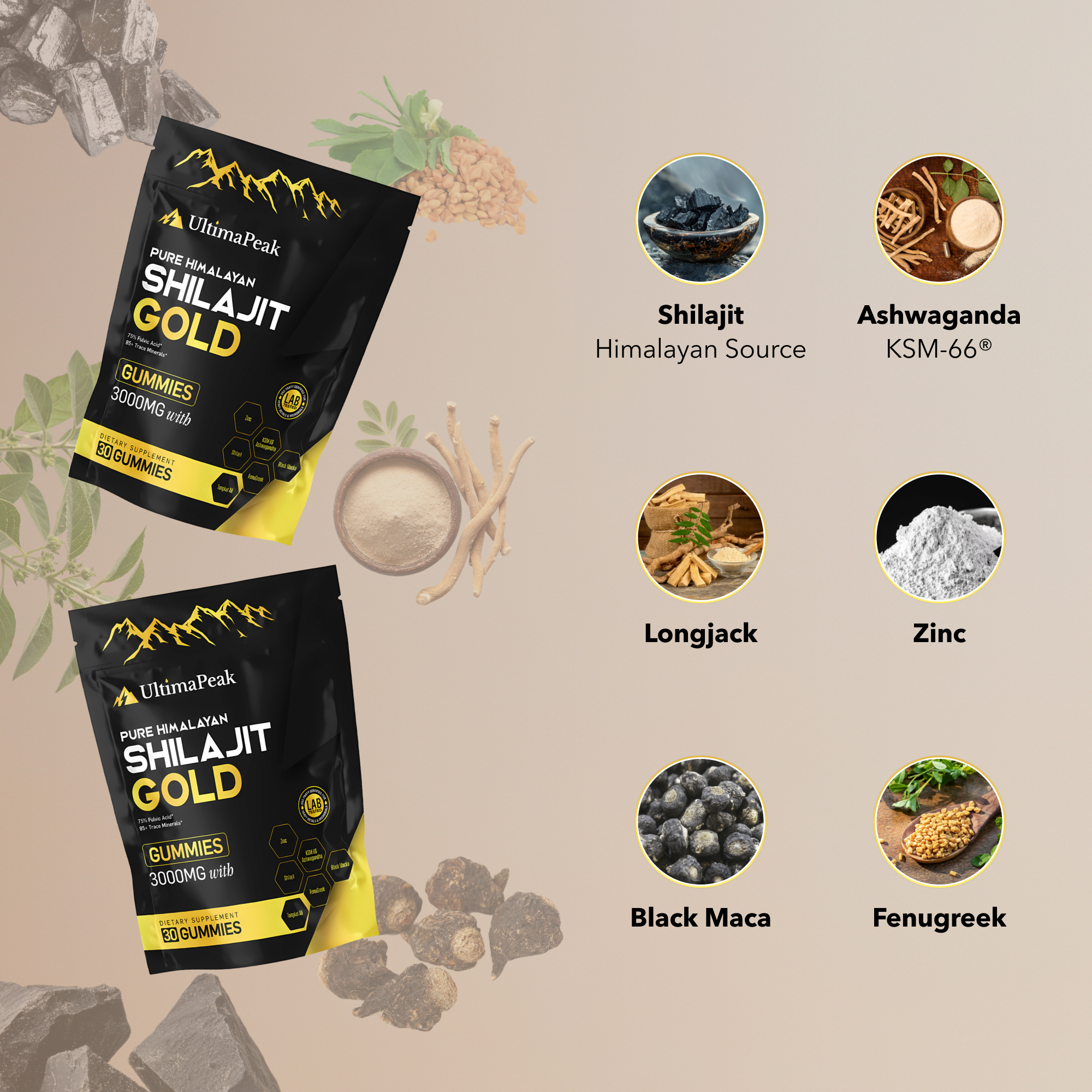 ULTIMAPEAK™ Pure Shilajit Gummies – Now 6-in-1 Support