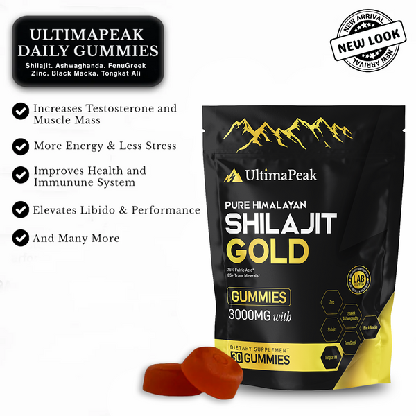 Gommes Shilajit Max Force 100% Pur Origine Himalaya - 60 Gommes - Ashwagandha & Acide Fulvique